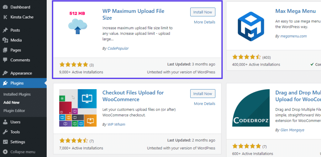 increase max upload size for mamp phpmyadmin