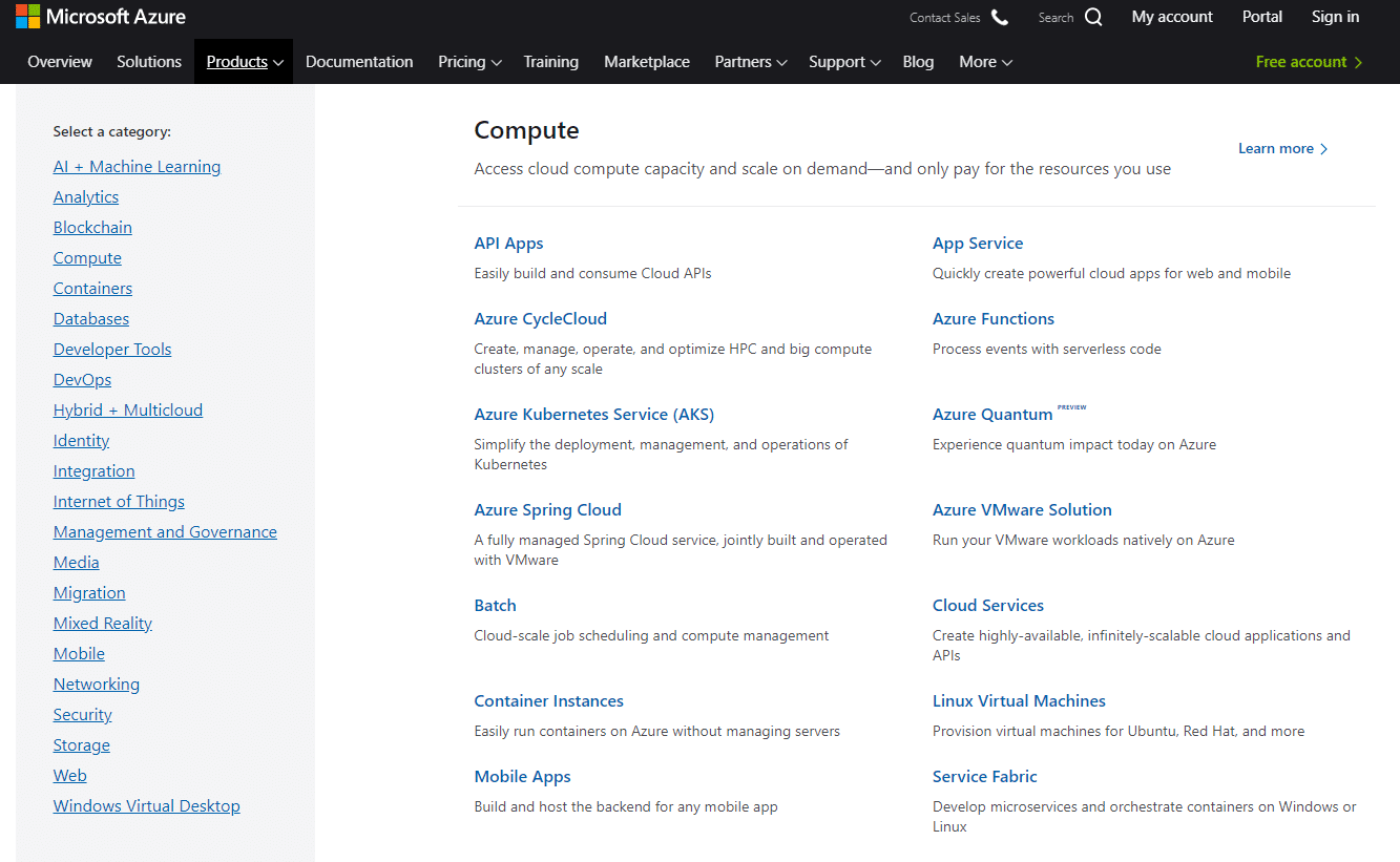 Servicios en la nube de Microsoft Azure