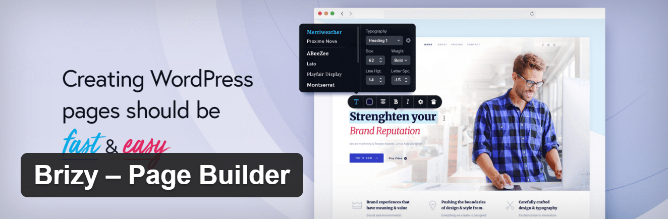 The Brizy page builder plugin