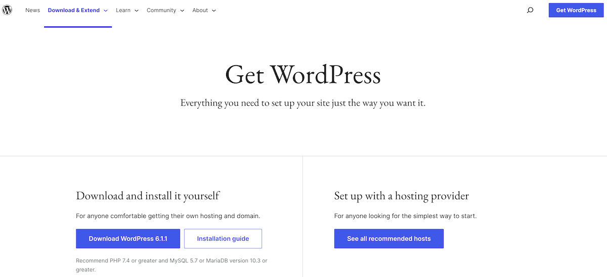 Downloading the latest WordPress version