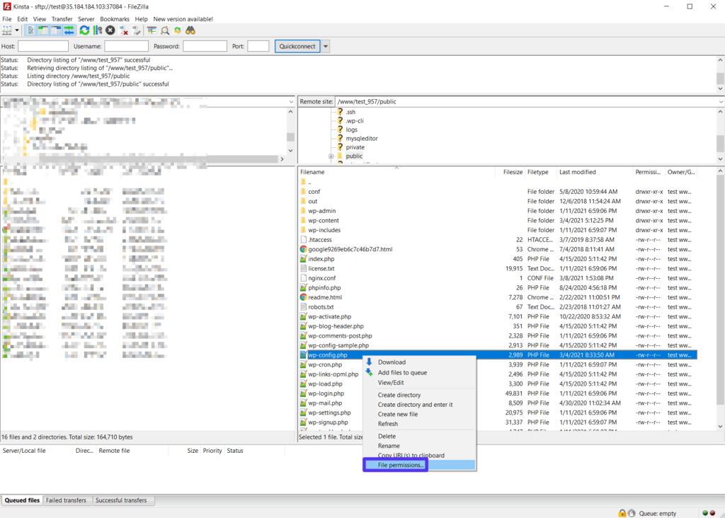 Comment modifier les permissions des fichiers en utilisant le FTP dans FileZilla
