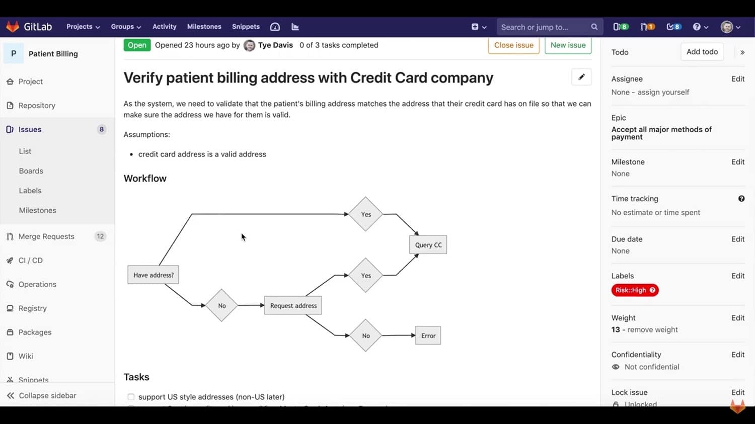 GitLab project management tools, screenshot.