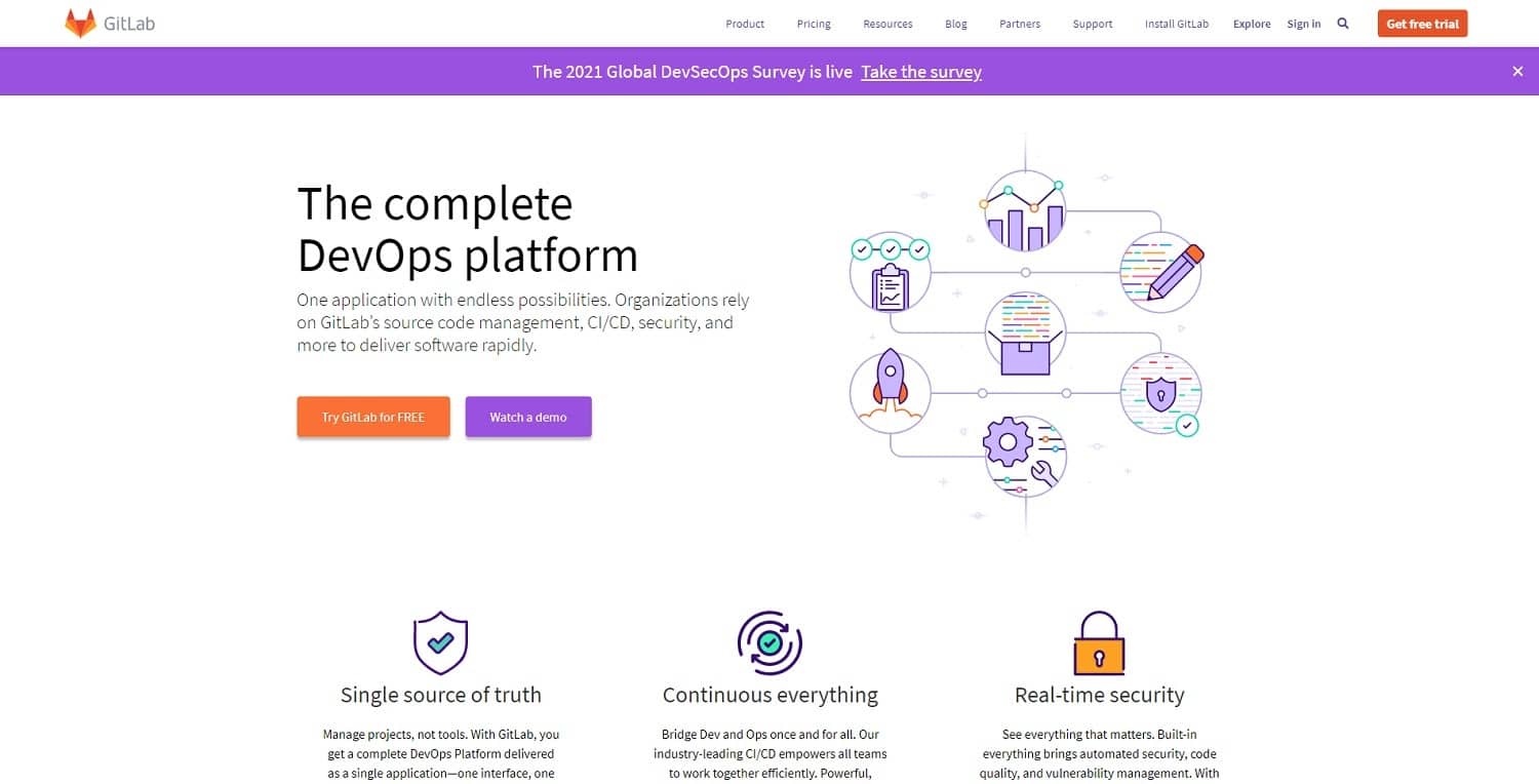 GitLab Homepage screenshot.