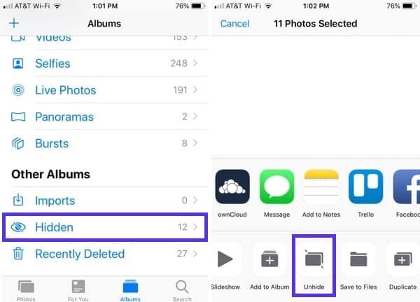 Hidden photos in iOS.