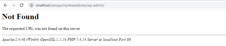 Ein Beispiel für eine falsch eingegebene localhost-URL.