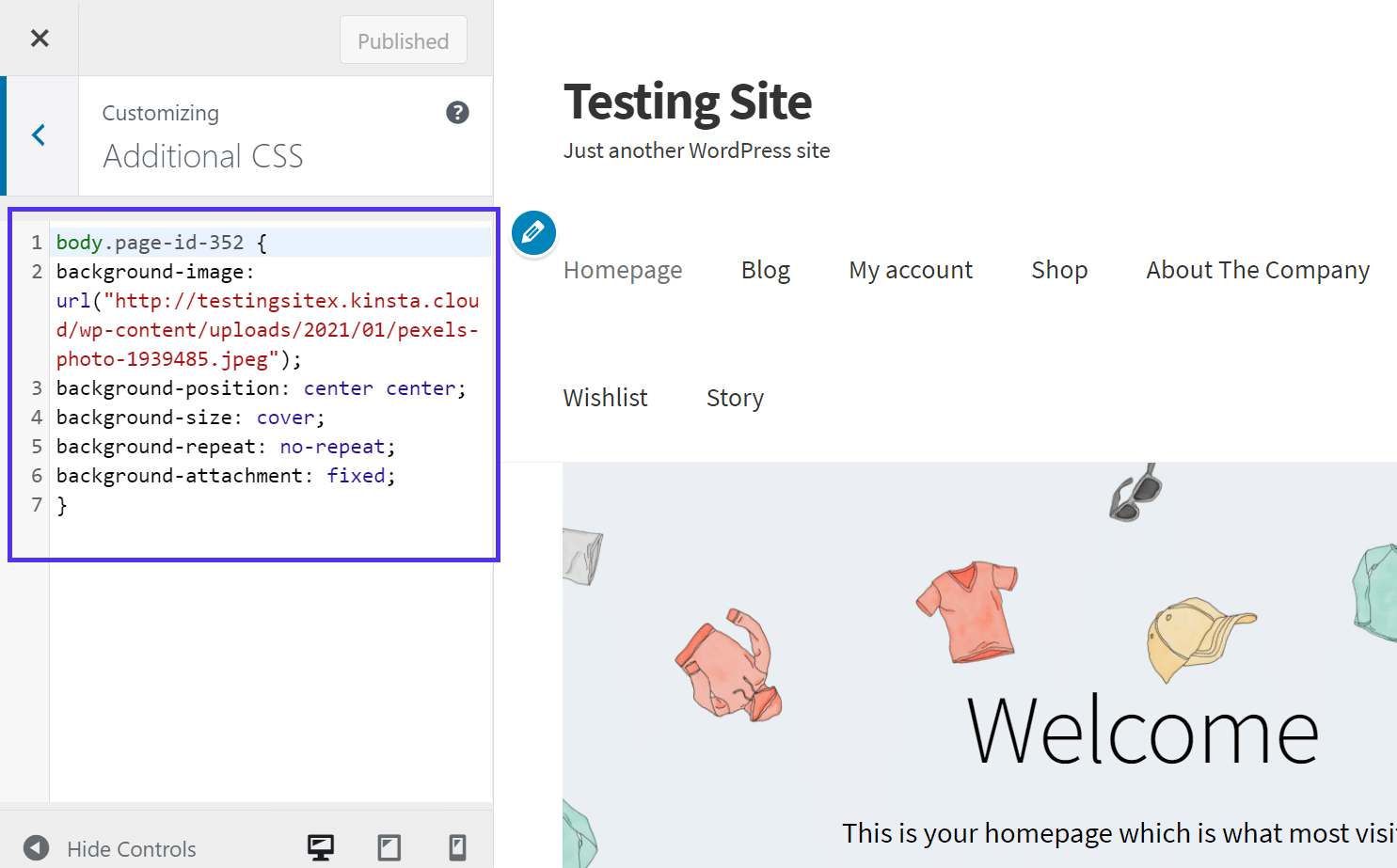 Hinzufügen von benutzerdefiniertem CSS zu einer WordPress Seite