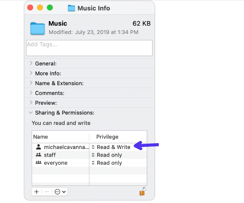 Användarbehörigheter i Mac