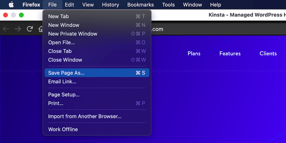 The Firefox File menu.