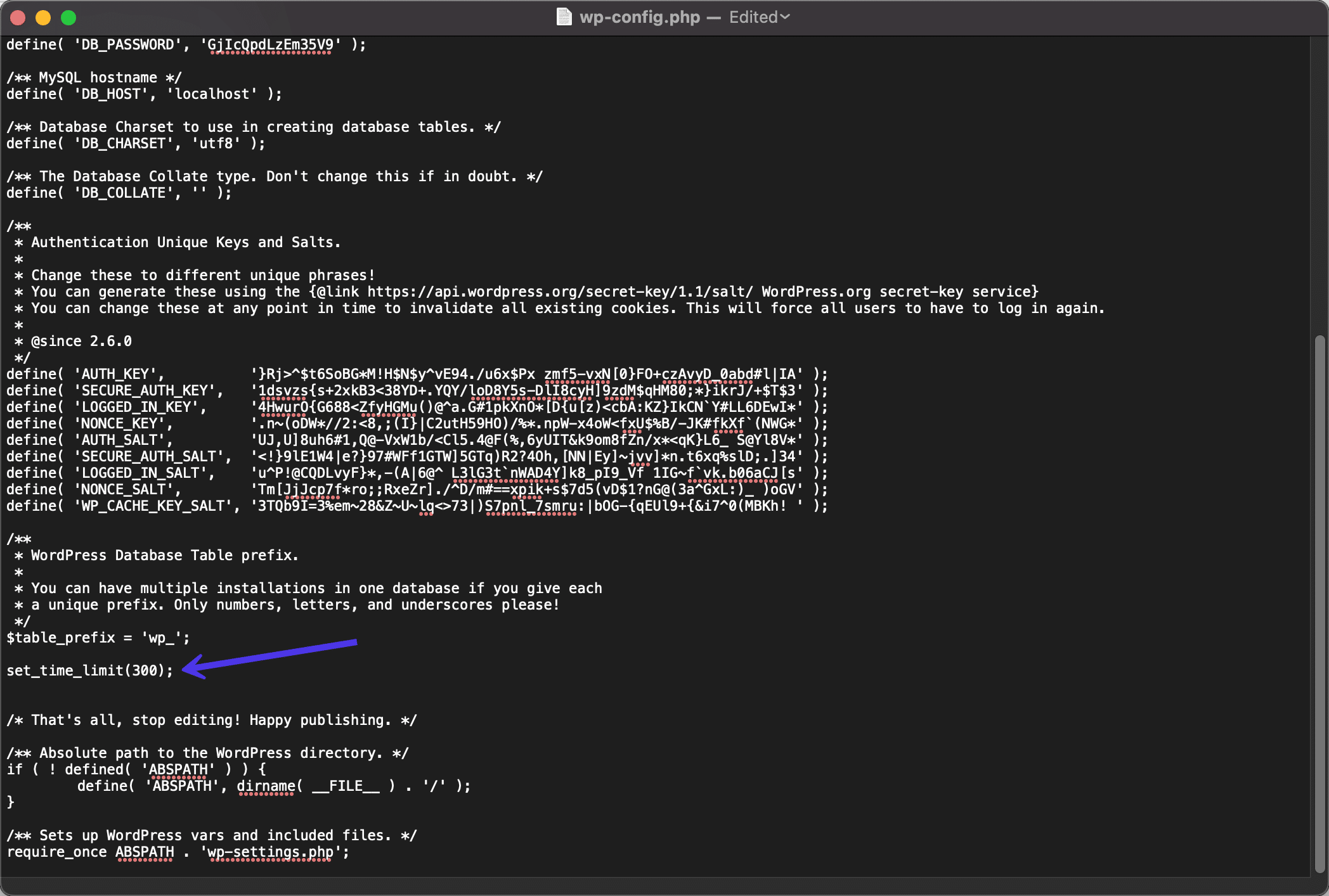 Impostare un nuovo tempo massimo di esecuzione in wp-config