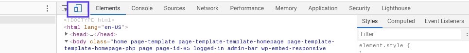 The “Toggle device toolbar” option in Chrome DevTools.