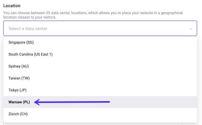 Host your WordPress site in Warsaw, Poland.