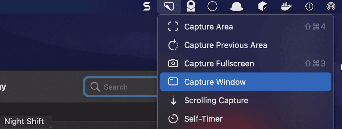 Lo strumento "Capture Window" di CleanShot X.