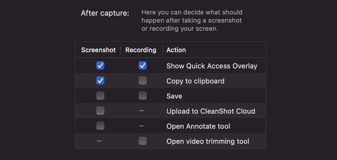 Tela CleanShot X's Preferences.