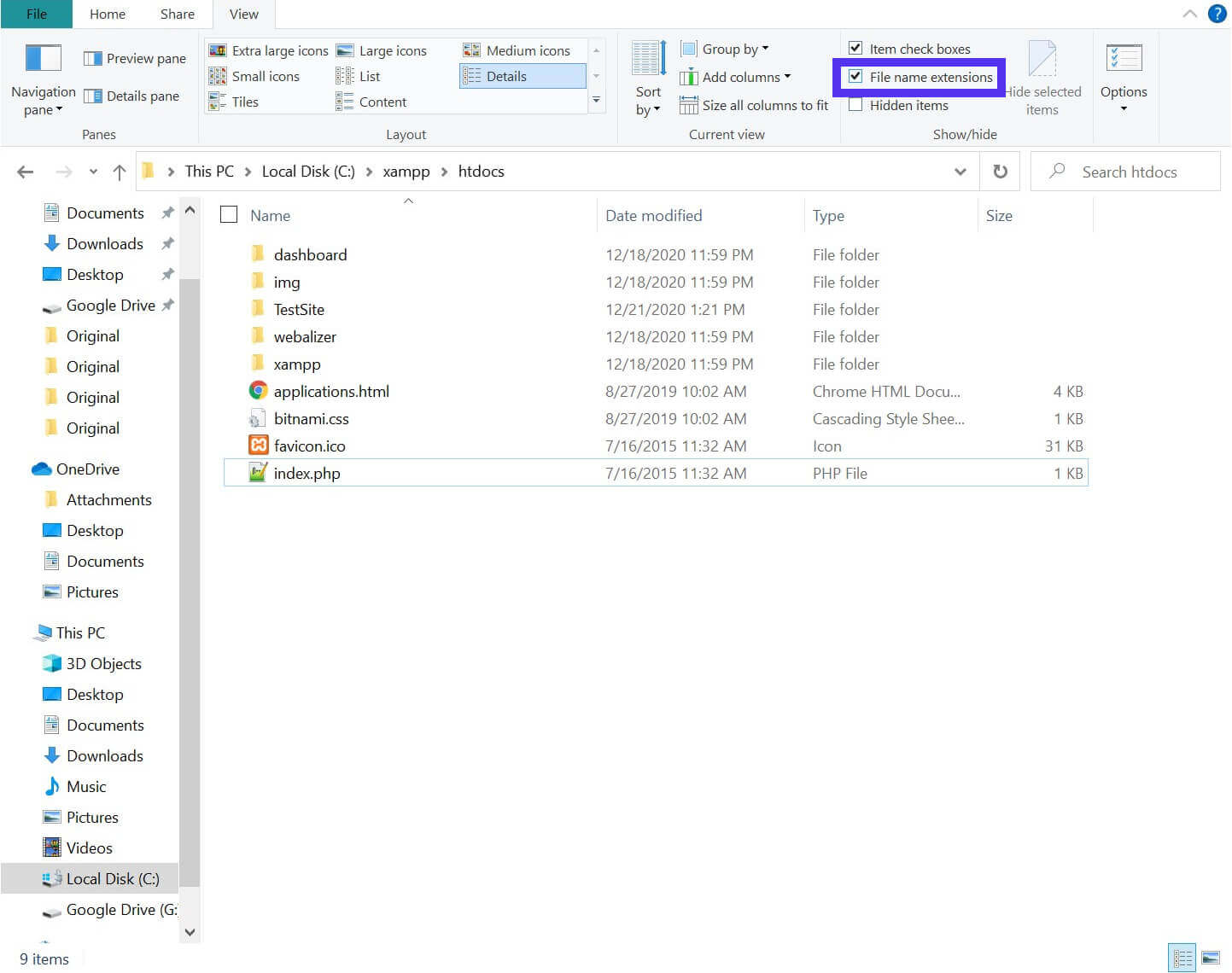 Enabling file name extensions in Windows Explorer to edit the file name.