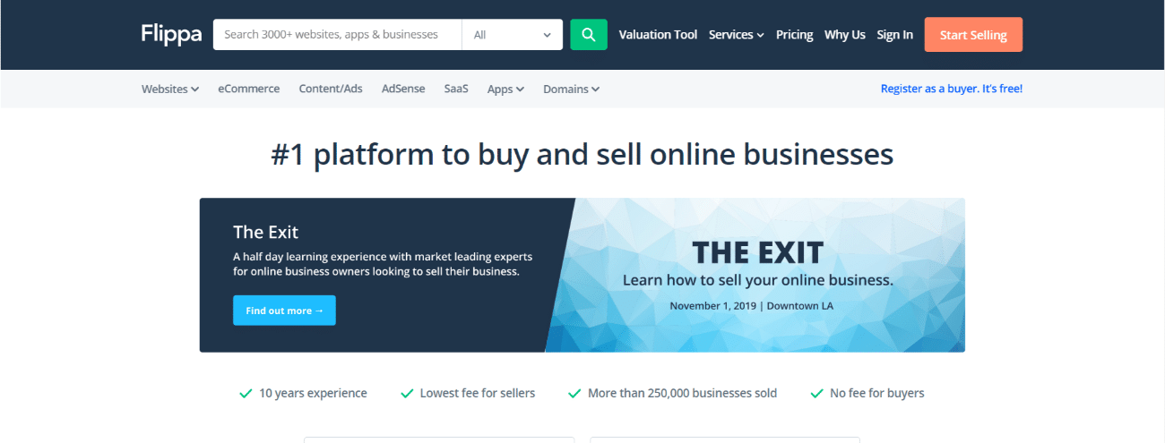 Flippa website marketplace.