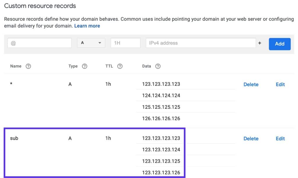 multiple ip addresses for one website