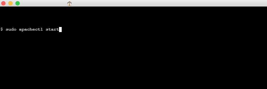 Command to start Apache in Mac Terminal.