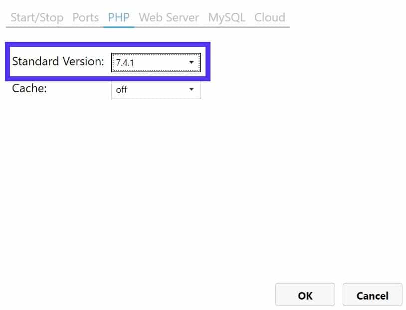 Você pode tentar mudar a versão PHP usada no MAMP para resolver problemas com o servidor Apache não iniciado.