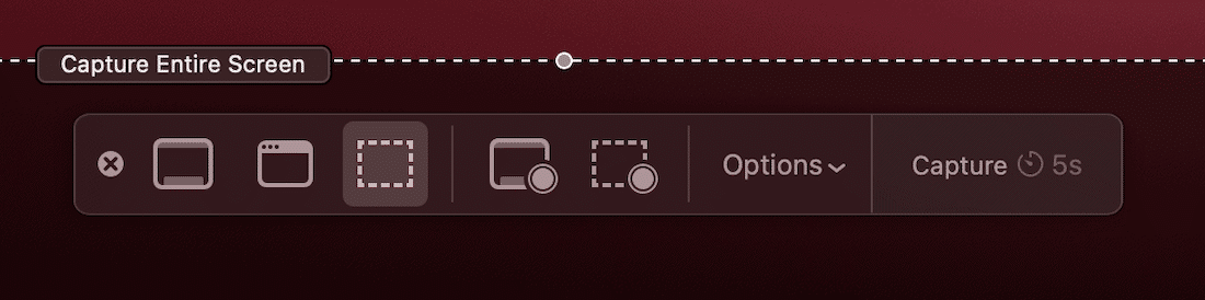 The fullscreen capture option in Screenshot.app.