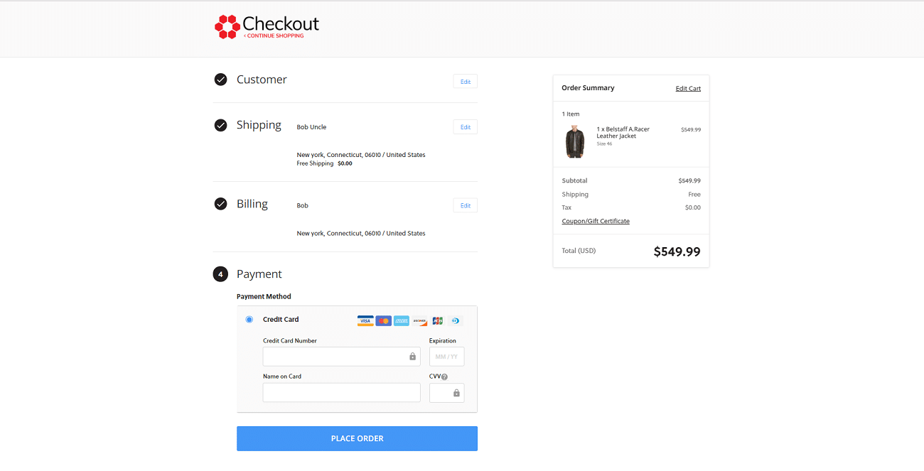 Bon-Ton checkout page.