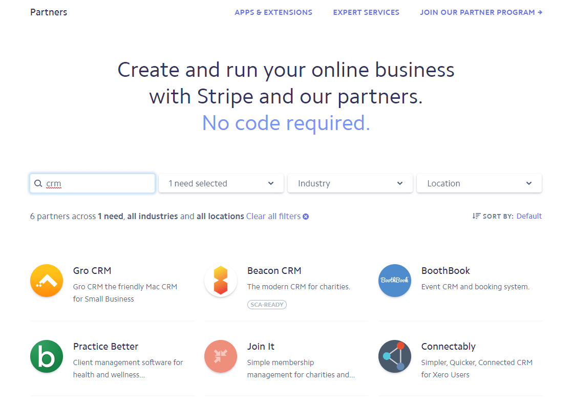 Integrações do Stripe CRM.