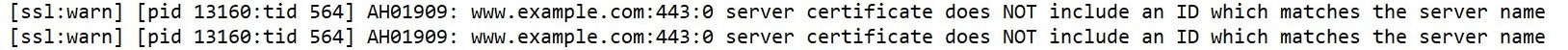 De “Server certificate does NOT include an ID which matches the server name” melding.