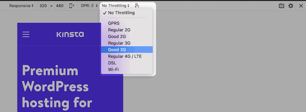 Firefox's throttling options.