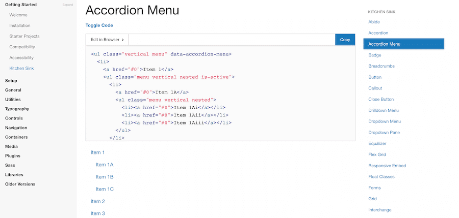 Criação de um menu de navegação na Foundation.