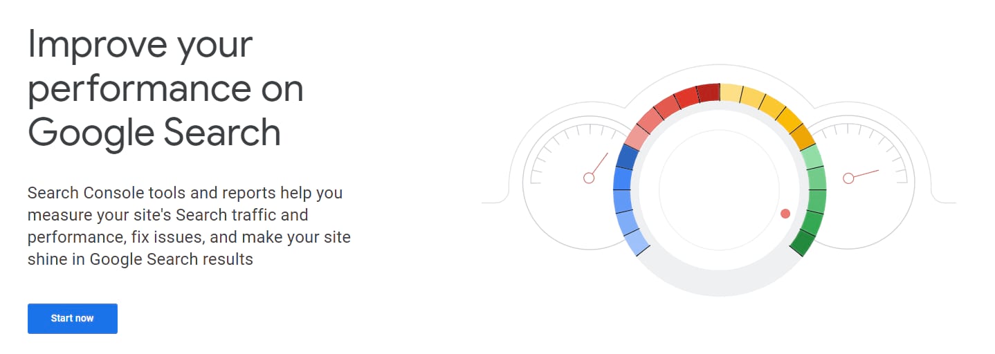 Startsidan för Google Search Console.