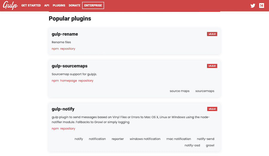 Uma vitrine de plugins Gulp.