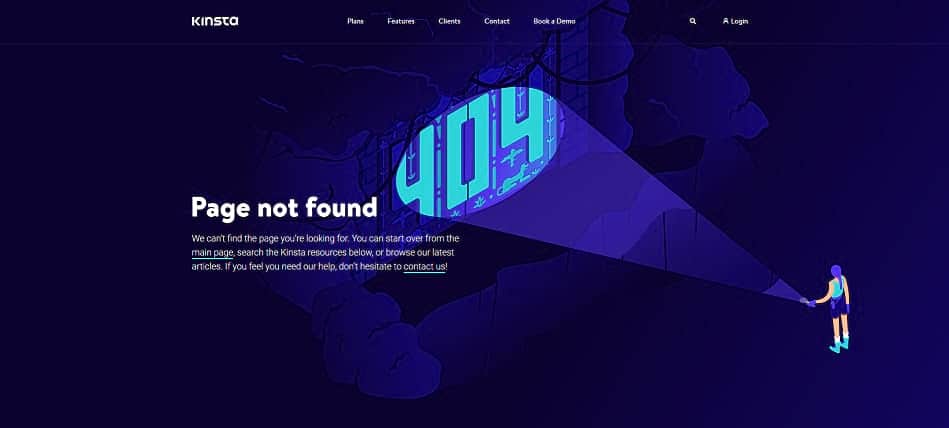 La pagina di errore 404 di Kinsta.