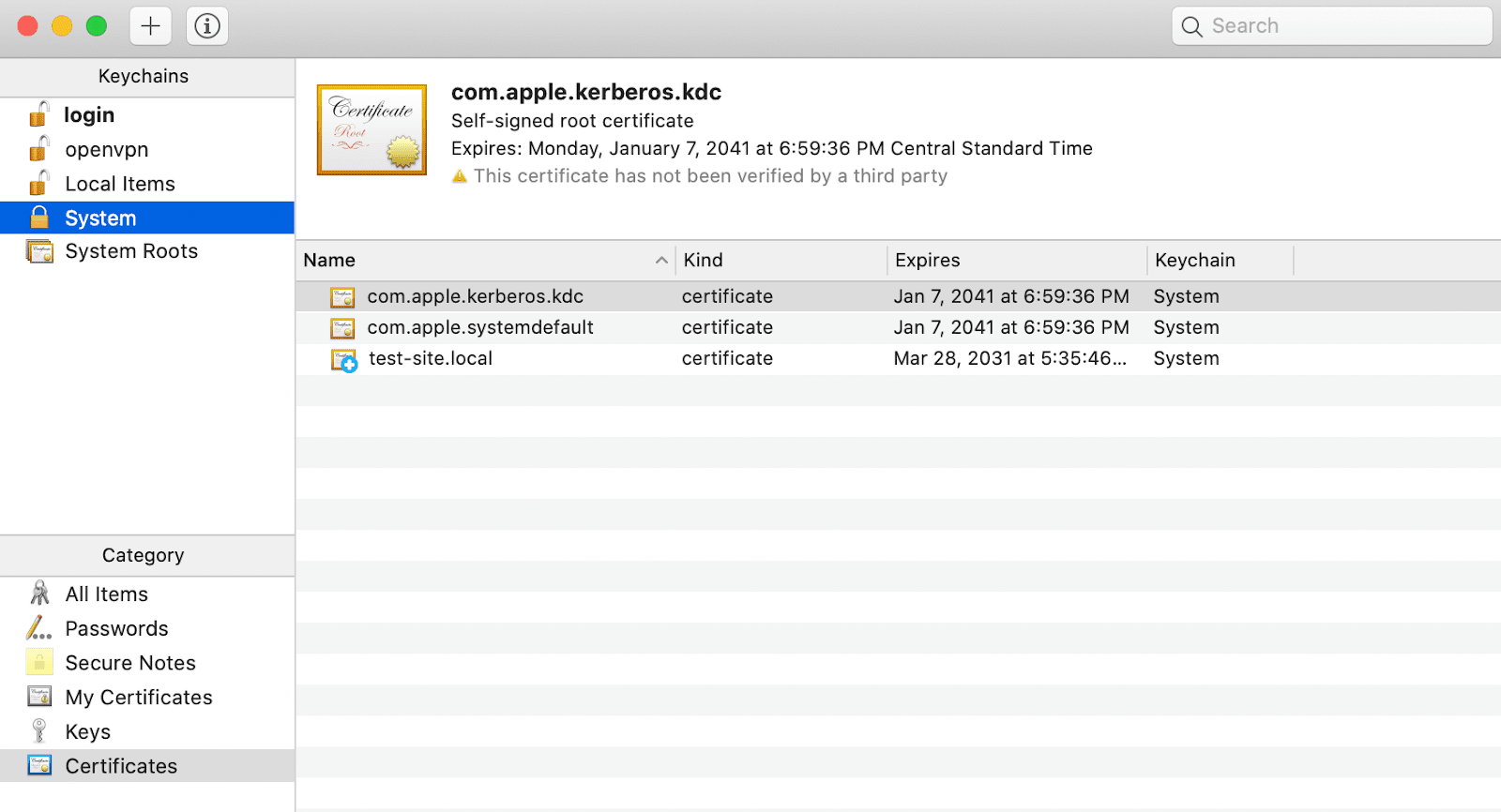 De SSL state in macOS.