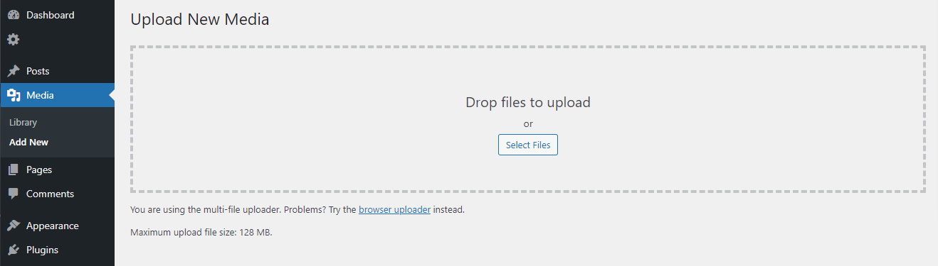 Checking the maximum upload file size in WordPress.