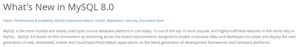 Wat is er nieuw in MySQL 8.0