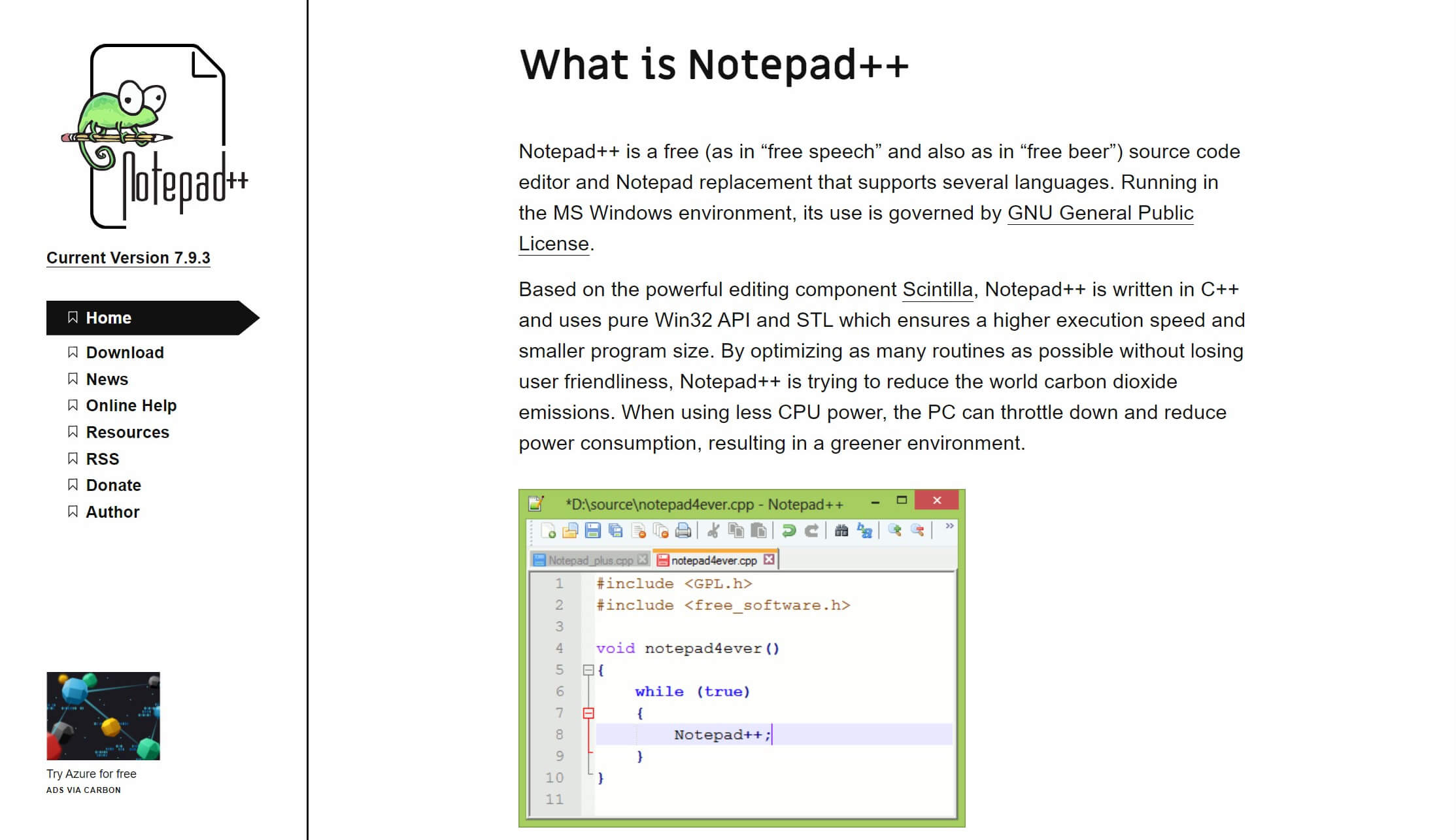 The Notepad++ text editor for Windows.