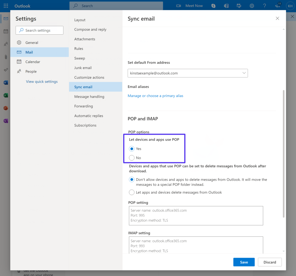 How to enable POP access for Outlook
