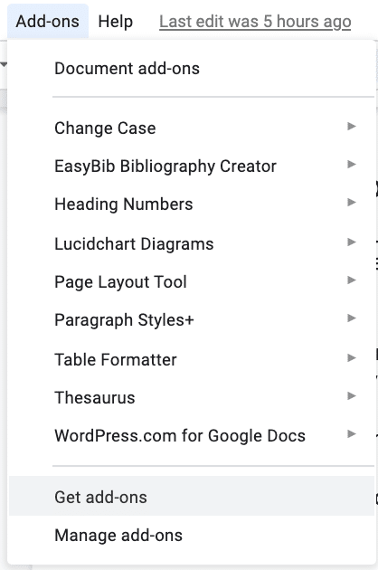 Get add-ons on Google Docs.