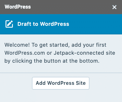 Lägg till en WordPress-sajt på WordPress till Google Docs-tillägget.