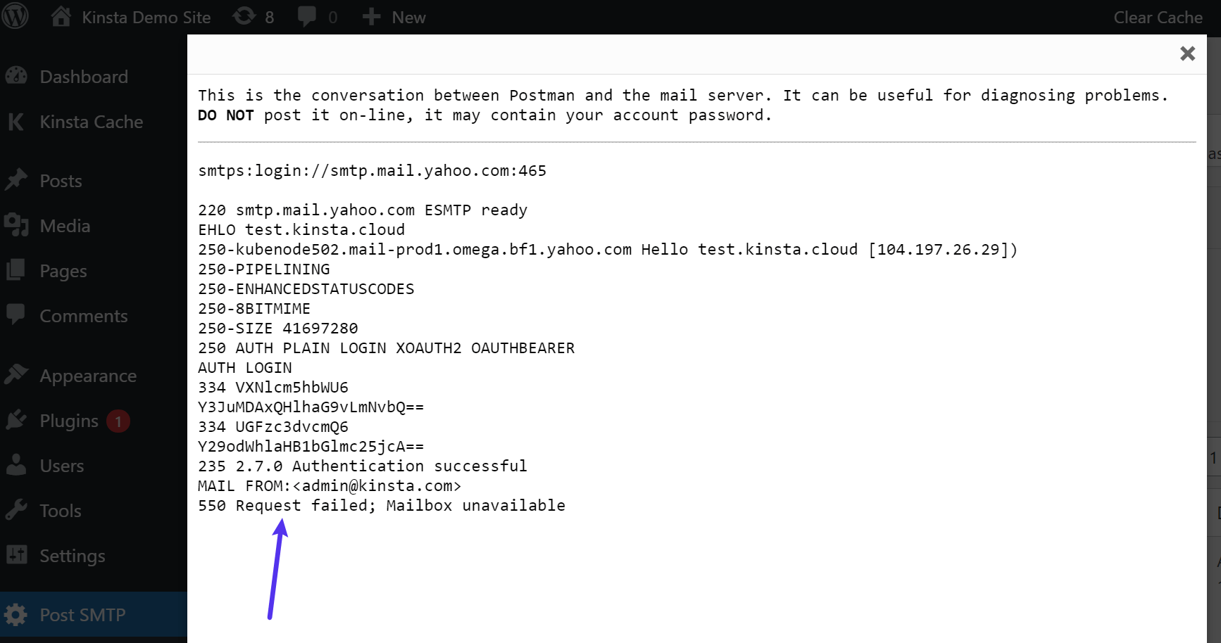 Email send failed