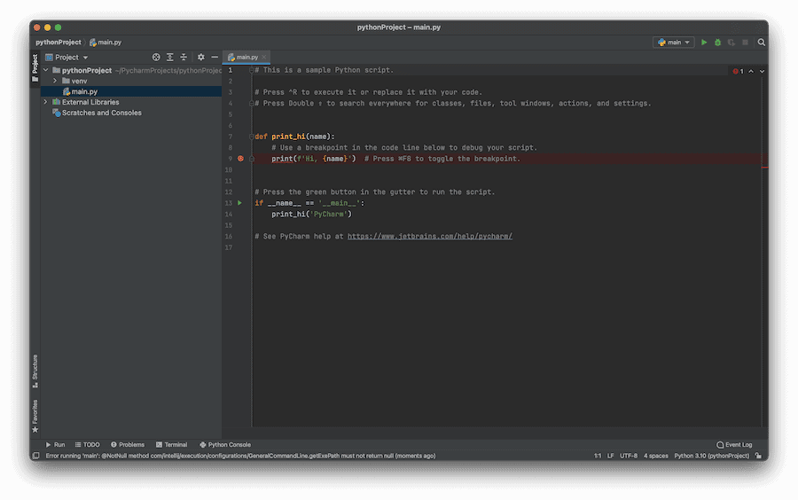 PyCharm è un IDE specifico per Python che è popolare nello spazio dei linguaggi.