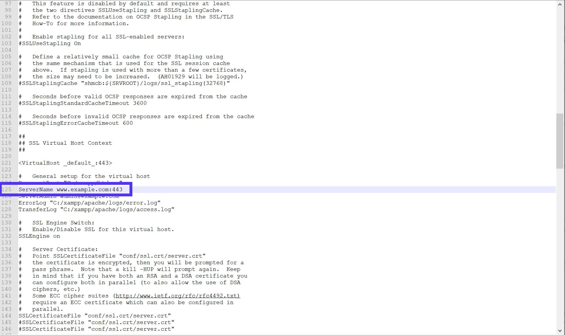 Line 125 of the httpd-ssl.conf file.