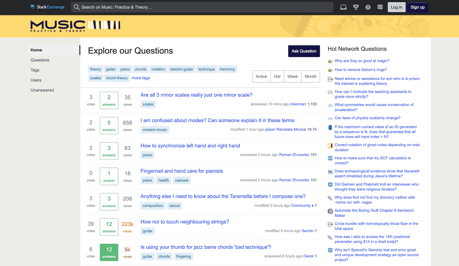 Et af de mange nichesider i Stack Exchange-netværket.