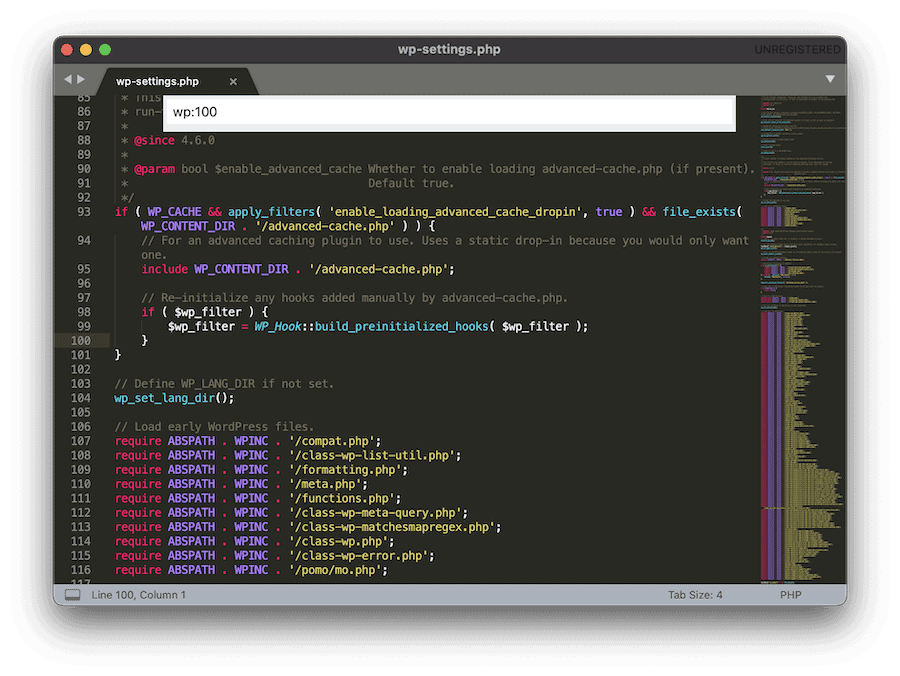 O Sublime Text pode combinar teclas para ajudá-lo a navegar.