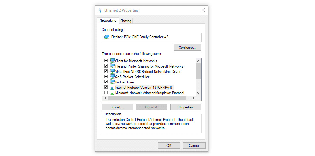 Acceso a la configuración de IPv4 en Windows.