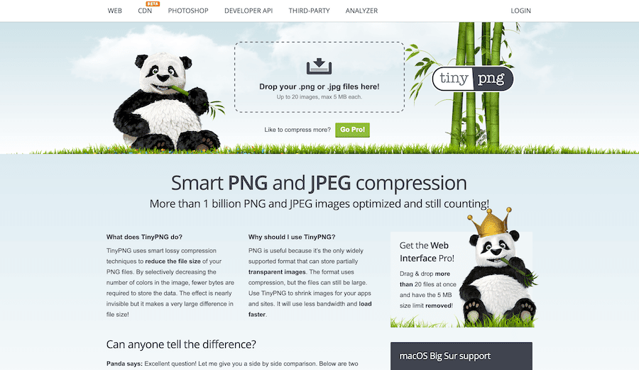 Le site web de TinyPNG.