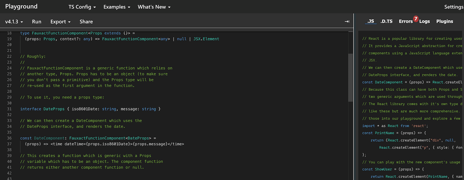 Un esempio di codice TypeScript.