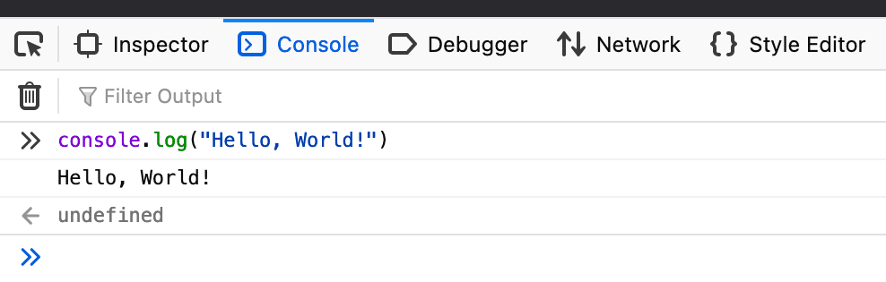 Ein Beispiel für eine Browser-Konsole.