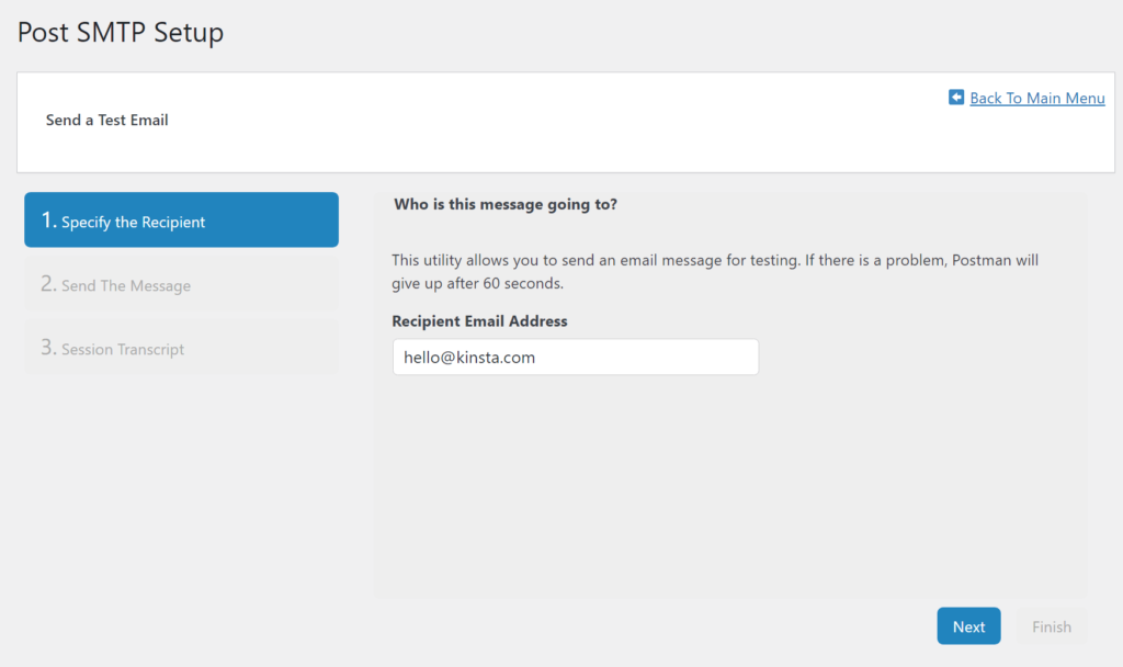 Enter your own email in the Recipient Email Address box