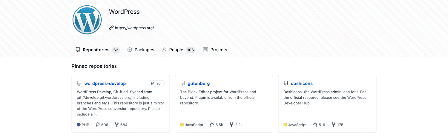 WordPress GitHub Repositories.