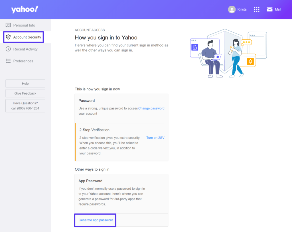 How to create a Yahoo Mail App Password.